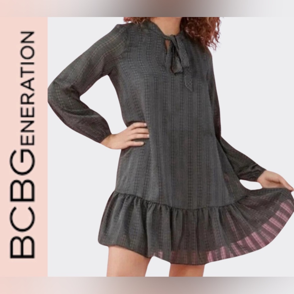 🌿 NWT BCBGeneration Emma Drop Waist Mini Dress – Dark Olive – Size Large